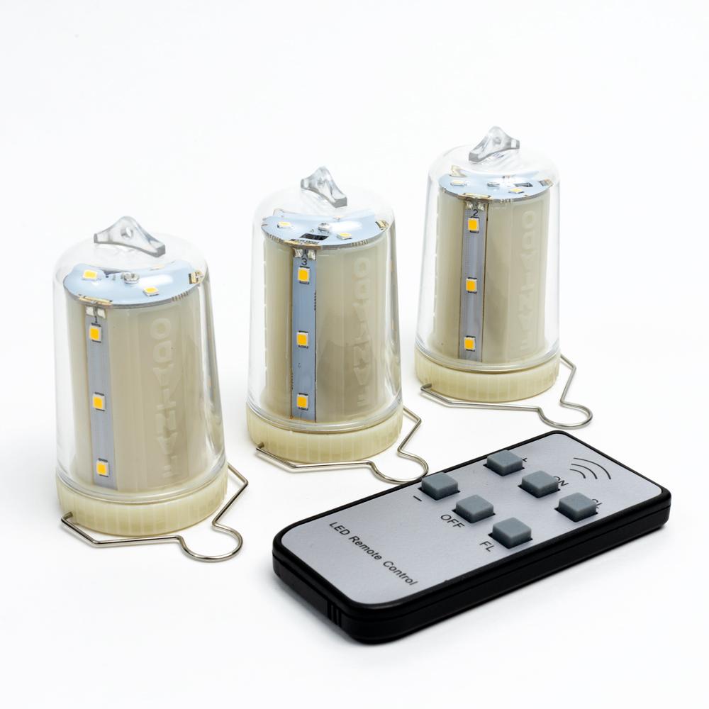 3-Pack Kit w/ Remote Control Warm White 12-LED Omni360 Omni-Directional Lantern Light, Hanging / Table Top (Battery Powered) - Luna Bazaar | Boho &amp; Vintage Style Decor