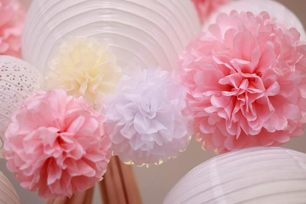 CLOSEOUT EZ-Fluff 8&quot; Copper Tissue Paper Pom Poms Flowers Balls, Hanging Decorations (4 PACK) - Luna Bazaar | Boho &amp; Vintage Style Decor