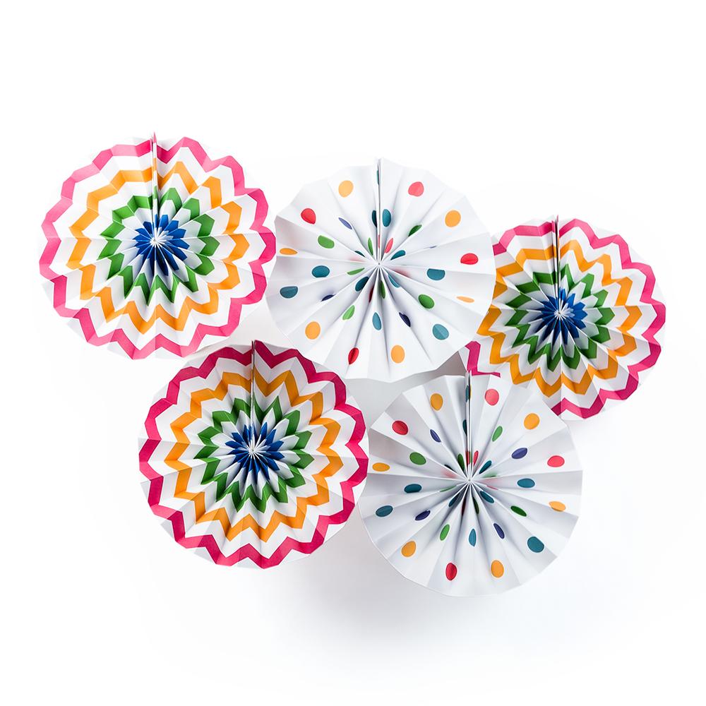 Fun Party Multi-Color Chevron Paper Flower Pinwheel Fan Backdrop Wall ...