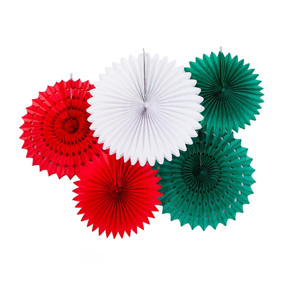 Mexico / Italy Themed Tissue Paper Flower Fan Backdrop Wall Decoration Kit (5-Pack) - Luna Bazaar | Boho &amp; Vintage Style Decor