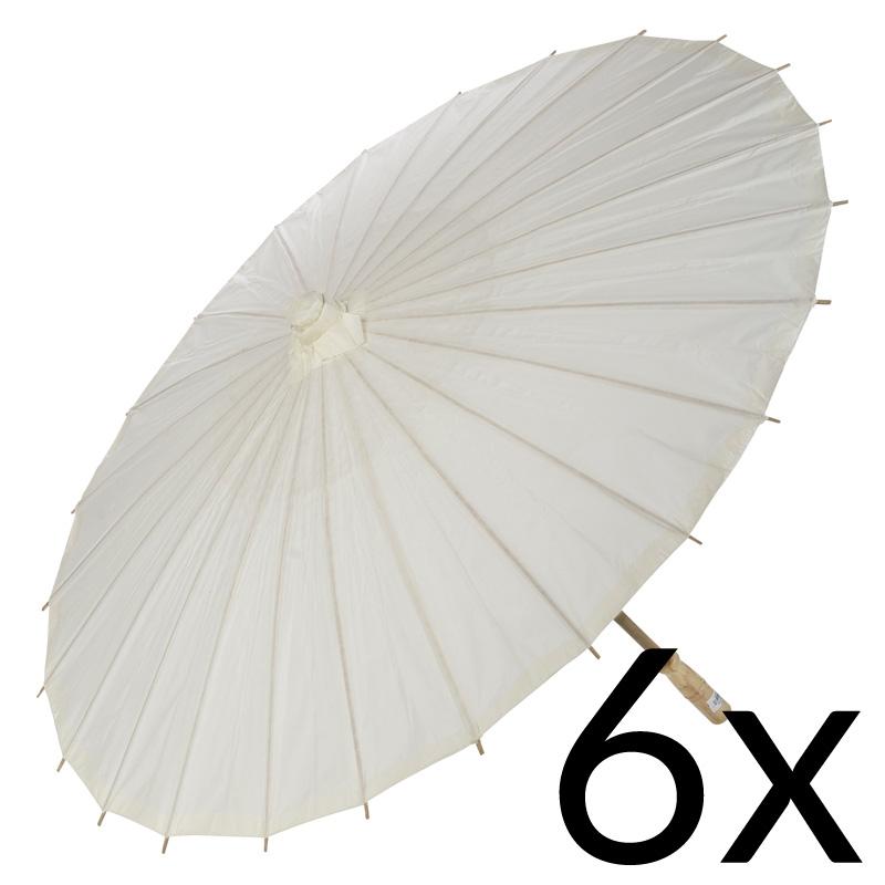 6-Pack 32&quot; Beige / Ivory Paper Parasol Umbrellas - Luna Bazaar | Boho &amp; Vintage Style Decor