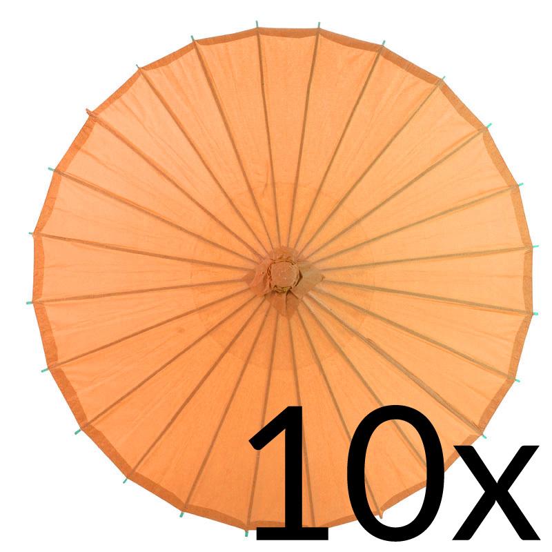 BULK PACK (10) 32 Inch Orange Paper Parasol Umbrellas with Elegant Handles - LunaBazaar.com - Discover. Decorate. Celebrate.
