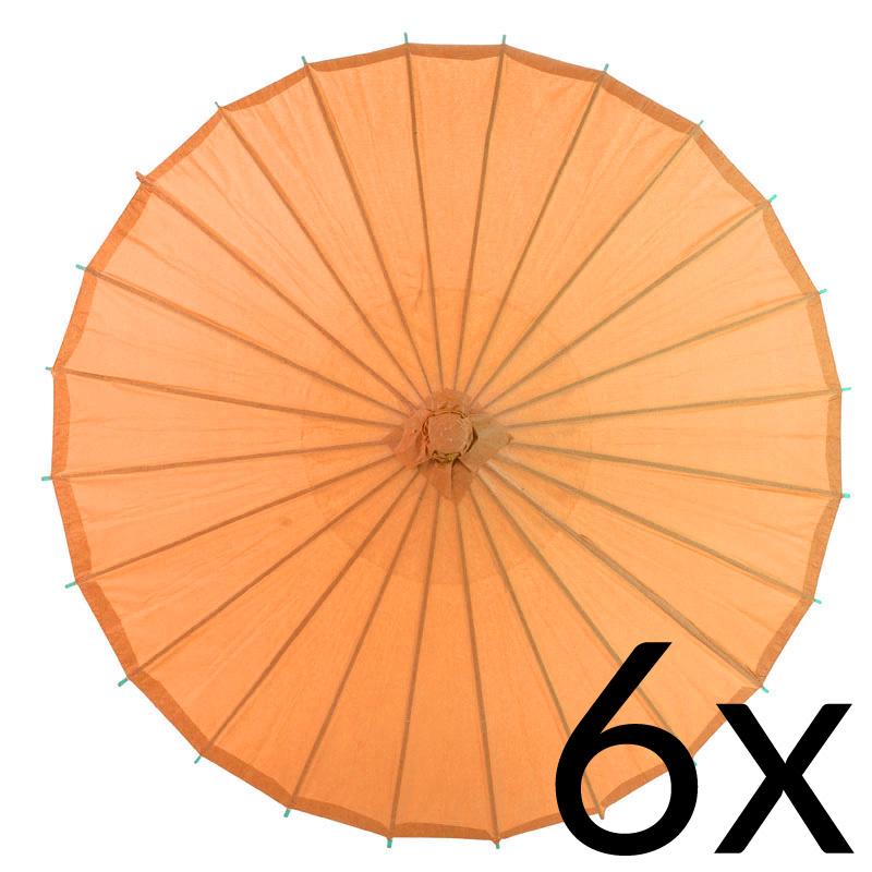 BULK PACK (6) 32 Inch Orange Paper Parasol Umbrellas with Elegant Handles - LunaBazaar.com - Discover. Decorate. Celebrate.