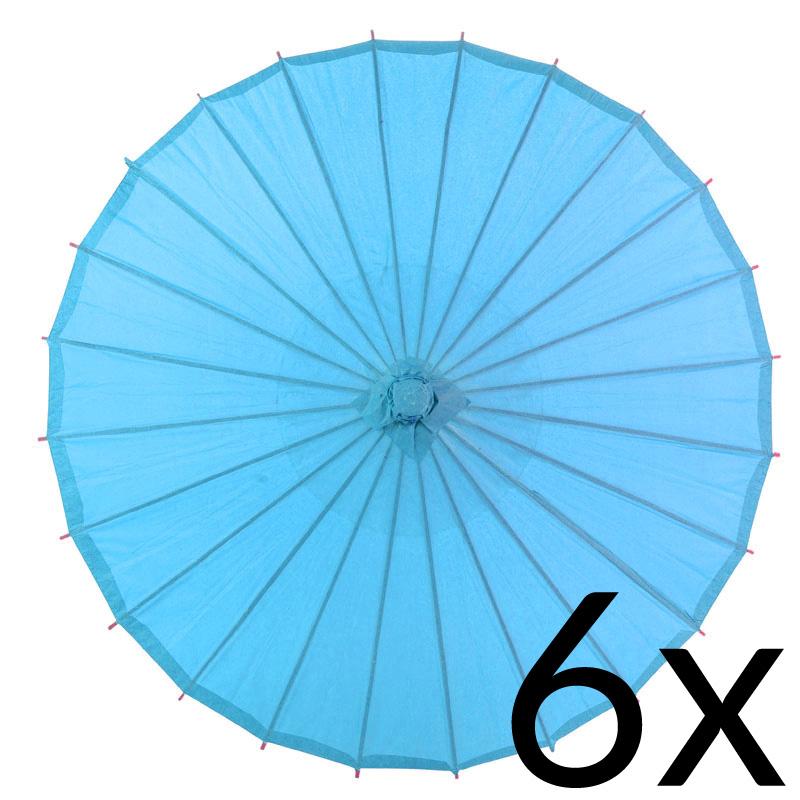 6-Pack 32&quot; Turquoise Paper Parasol Umbrellas - Luna Bazaar | Boho &amp; Vintage Style Decor