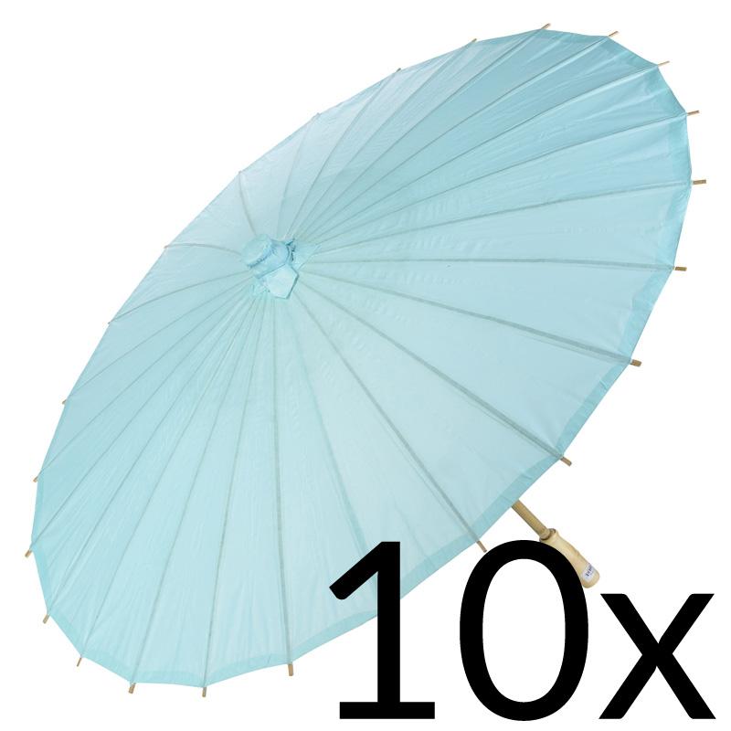 BULK PACK (10) 32 Inch Water Blue Paper Parasol Umbrellas with Elegant Handles - LunaBazaar.com - Discover. Decorate. Celebrate.