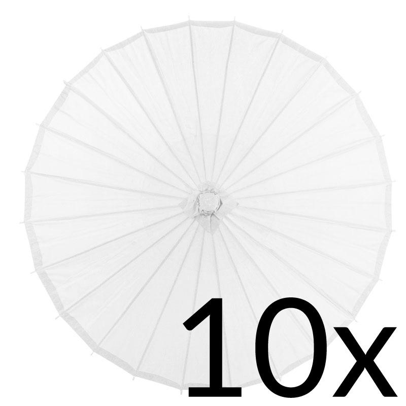 10-Pack 32&quot; White Paper Parasol Umbrellas - Luna Bazaar | Boho &amp; Vintage Style Decor
