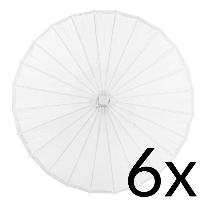 6-Pack 32&quot; White Paper Parasol Umbrellas - Luna Bazaar | Boho &amp; Vintage Style Decor