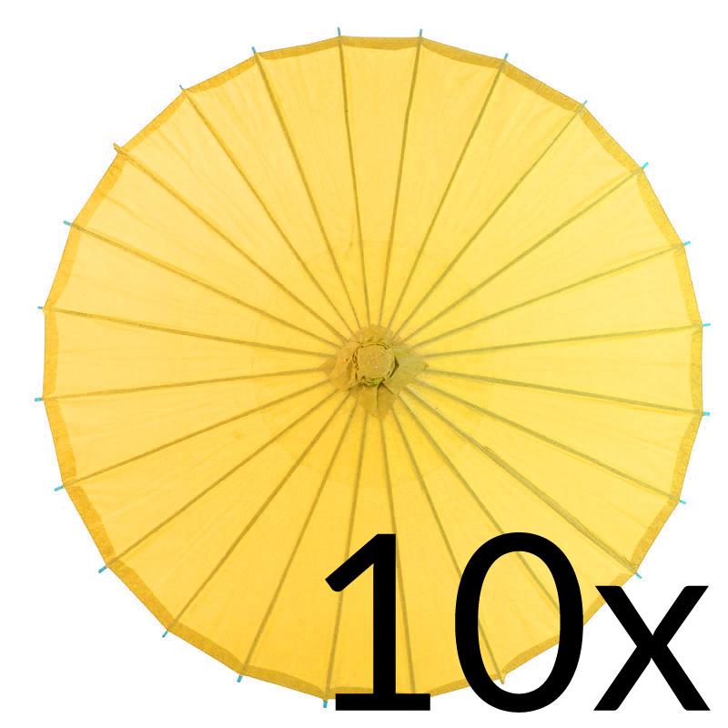 BULK PACK (10) 32 Inch Yellow Paper Parasol Umbrellas with Elegant Handles - LunaBazaar.com - Discover. Decorate. Celebrate.