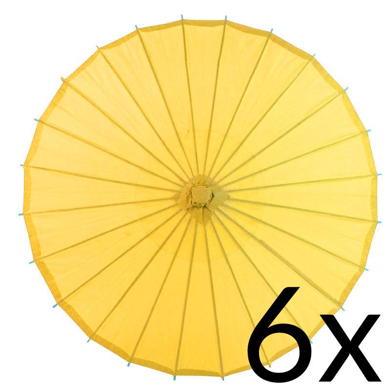 BULK PACK (6) 32 Inch Yellow Paper Parasol Umbrellas with Elegant Handles - LunaBazaar.com - Discover. Decorate. Celebrate.