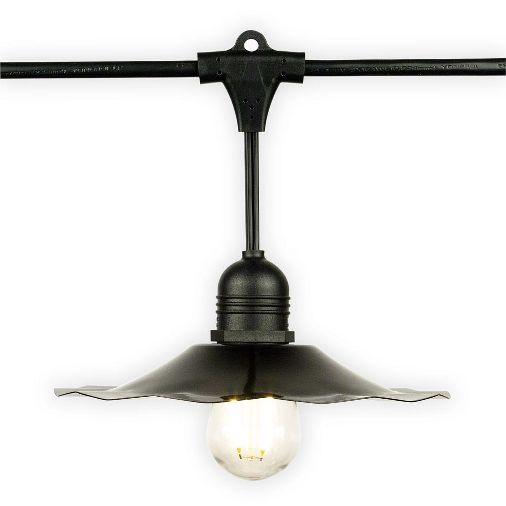 Patio Metal Light Bulb Shade for Outdoor Commercial String Lights, E26, Black - Luna Bazaar | Boho &amp; Vintage Style Decor