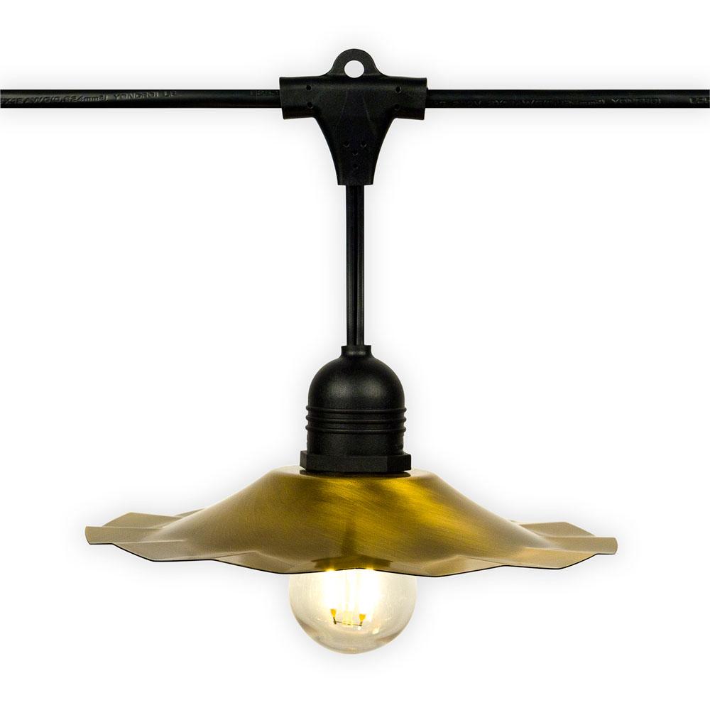 Patio Metal Light Bulb Shade for Outdoor Commercial String Lights, E26, Brass/Bronze - Luna Bazaar | Boho & Vintage Style Decor