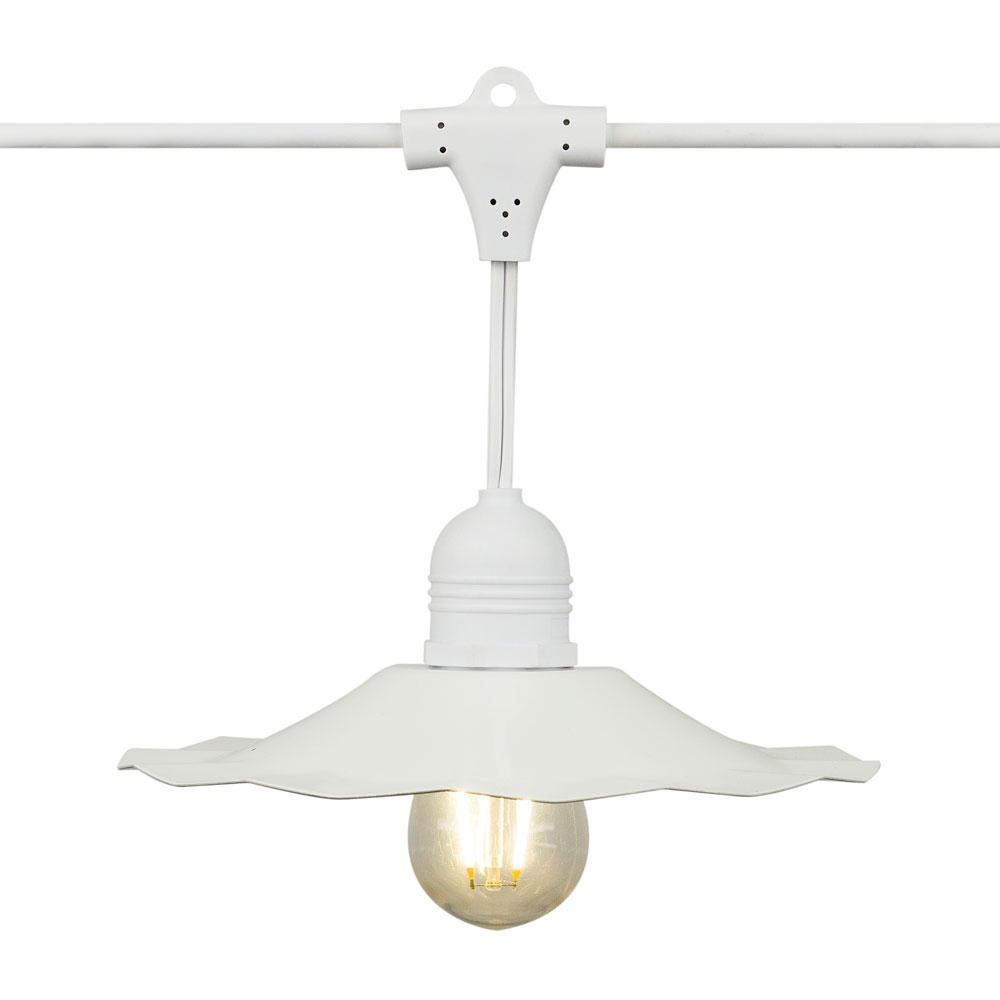 Patio Metal Light Bulb Shade for Outdoor Commercial String Lights, E26, White - Luna Bazaar | Boho &amp; Vintage Style Decor