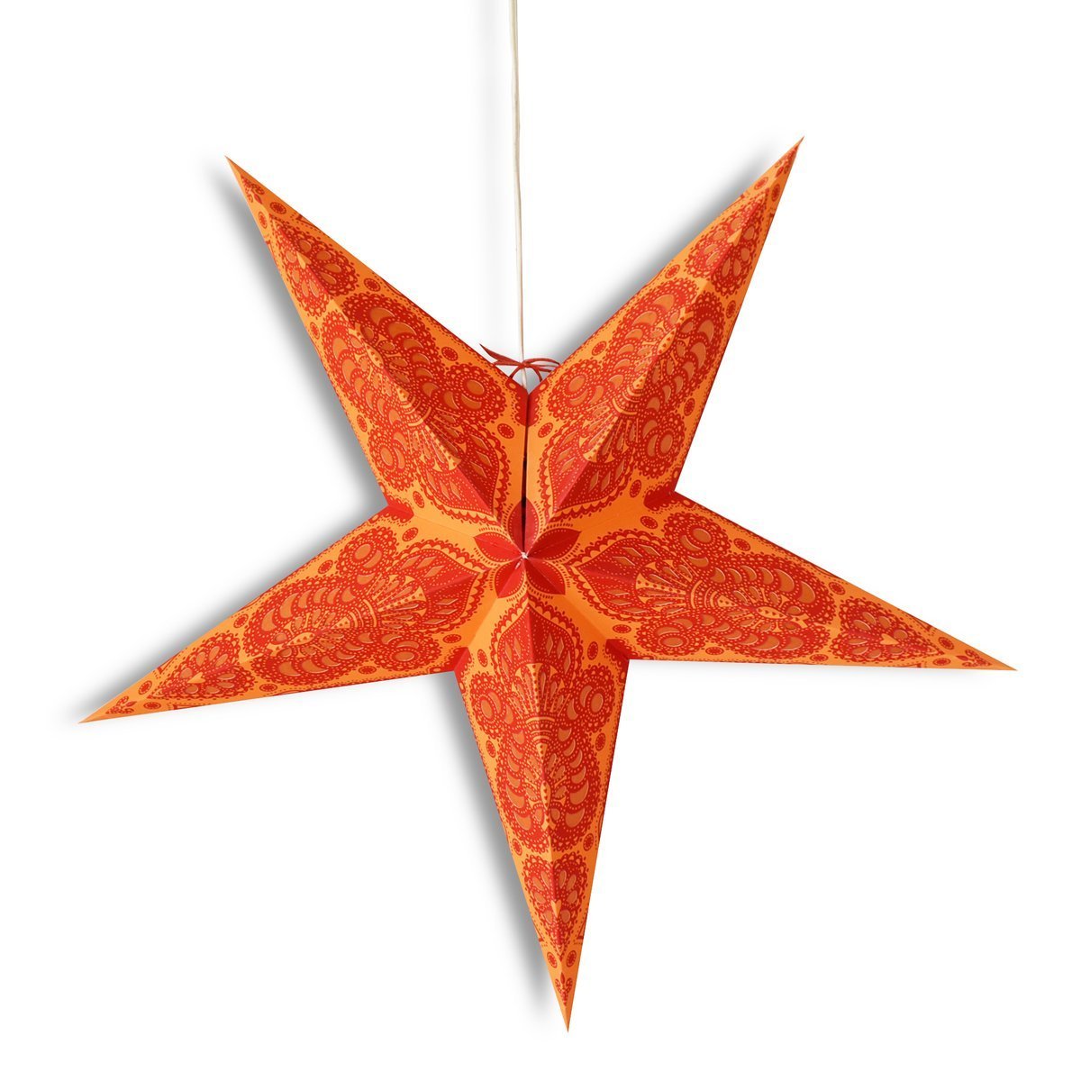 3-PACK + Cord | 24&quot; Orange Peacock Paper Star Lantern and Lamp Cord Hanging Decoration - LunaBazaar.com - Discover. Decorate. Celebrate.