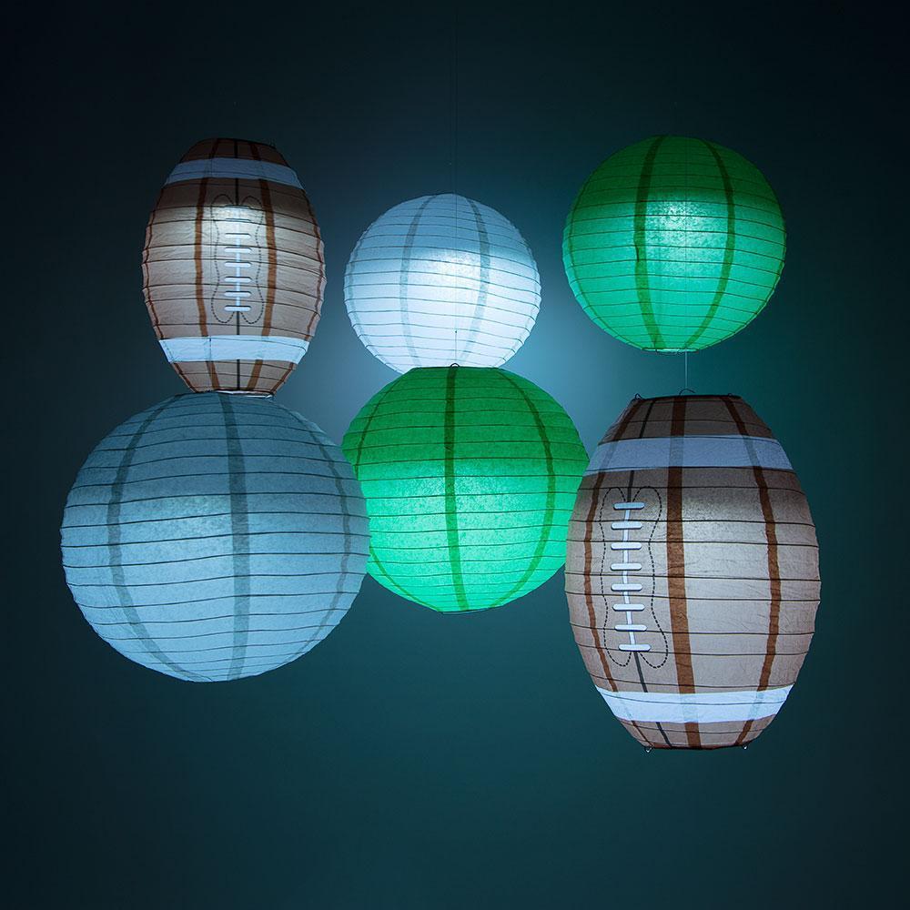 Philadelphia Pro Football Paper Lanterns 6pc Combo Tailgating Party Pack (Green/Grey)  - by Luna Bazaar - Discover. Decorate. Celebrate.
