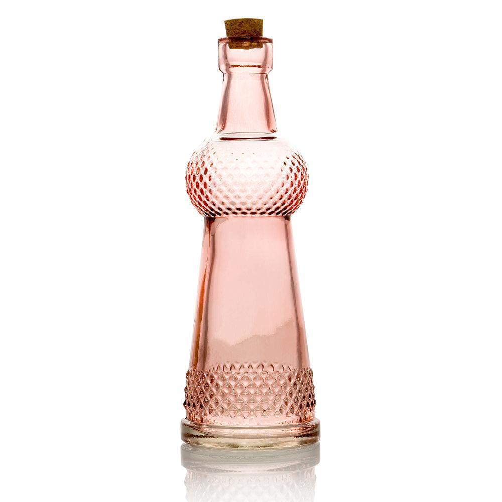 Royal Flush Pink Vintage Glass Bottles Set - (5 Pack, Assorted Designs)