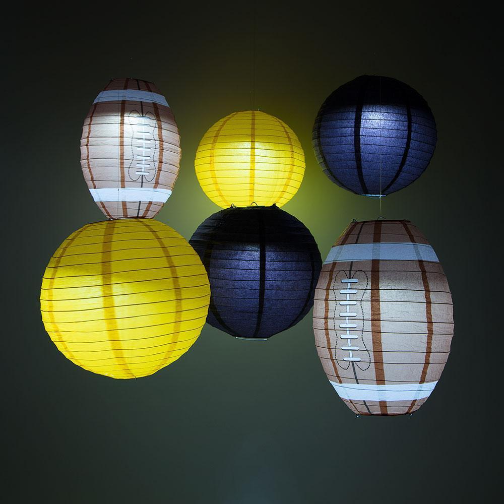 Pittsburg Pro Football Paper Lanterns 6pc Combo Tailgating Party Pack (Yellow/Black)  - by Luna Bazaar - Discover. Decorate. Celebrate.