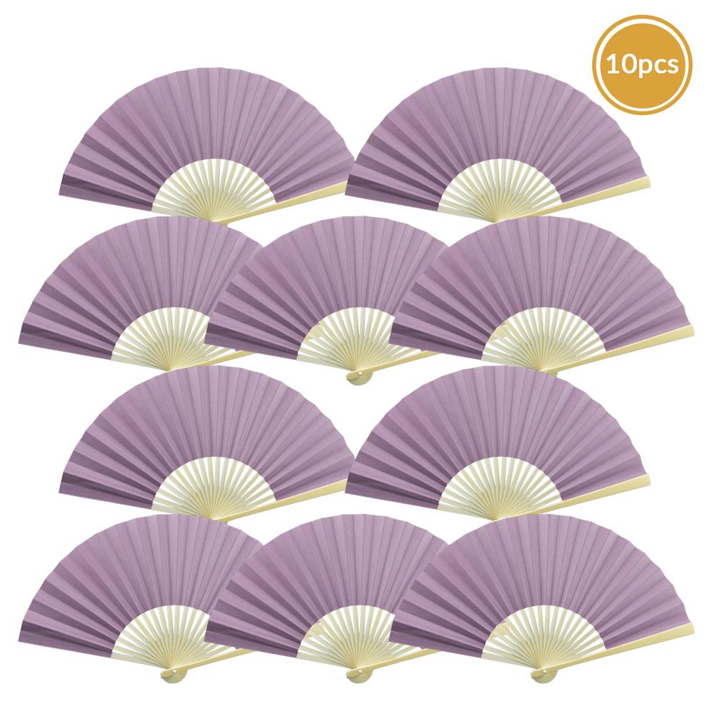 9&quot; Lavender Paper Hand Fans for Weddings, Premium Paper Stock (10 Pack) - Luna Bazaar | Boho &amp; Vintage Style Decor