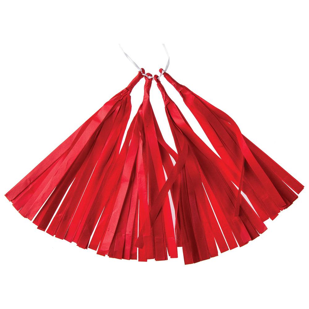 CLOSEOUT 4-Pack Tissue Paper Tassel Set (Red, Pre-Folded EZ-Fold) - Luna Bazaar | Boho &amp; Vintage Style Decor