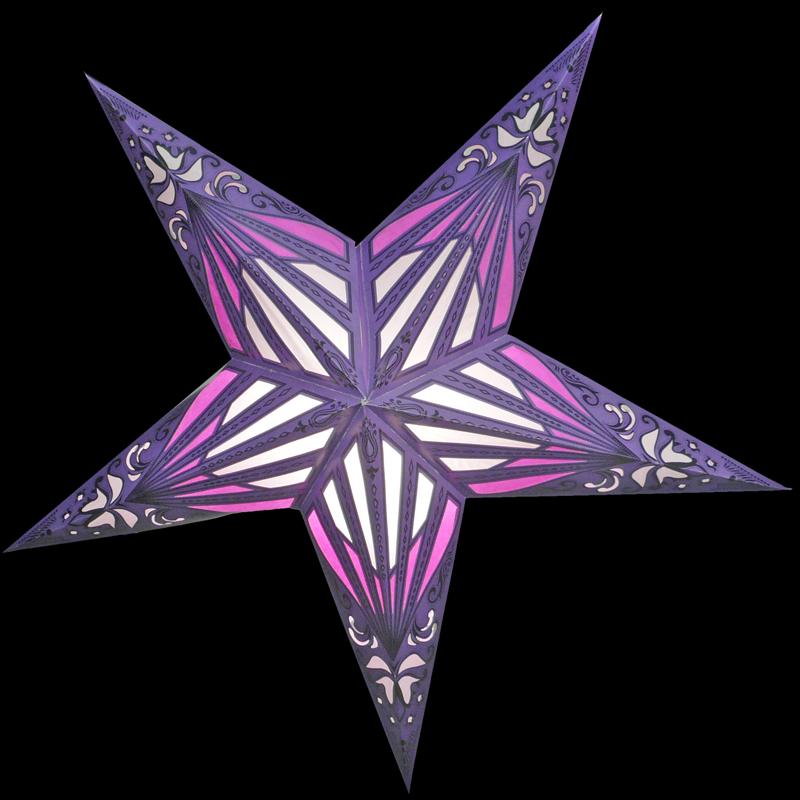 24&quot; Purple Sunshine Window Paper Star Lantern, Chinese Hanging Wedding &amp; Party Decoration - Luna Bazaar | Boho &amp; Vintage Style Decor