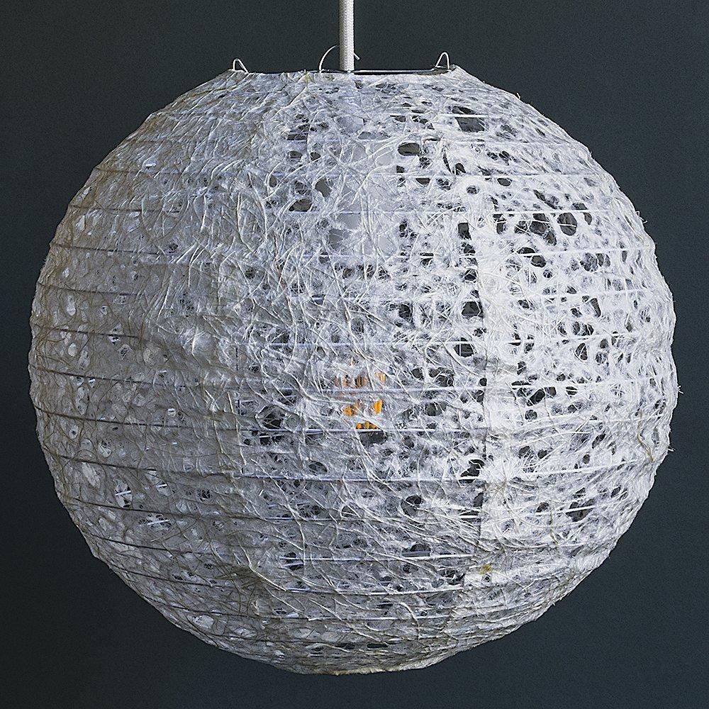 12&quot; Designer Japanese Random Ogura Lace Fibrous Web Paper Lantern Shade - Luna Bazaar | Boho &amp; Vintage Style Decor