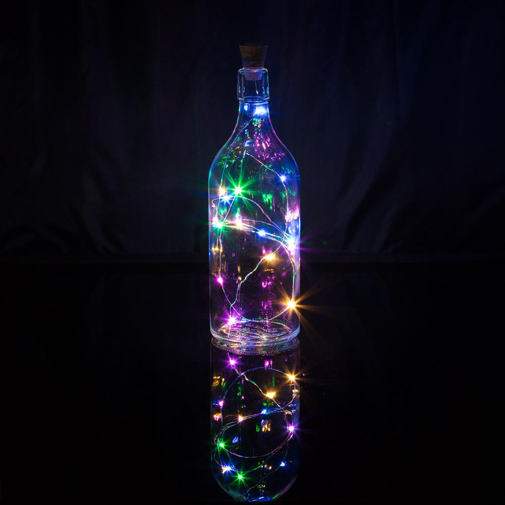 15 Super Bright RGB LED Battery Operated Wine Bottle lights With Real Cork DIY Fairy String Light For Home Wedding Party Decoration - Luna Bazaar | Boho &amp; Vintage Style Decor