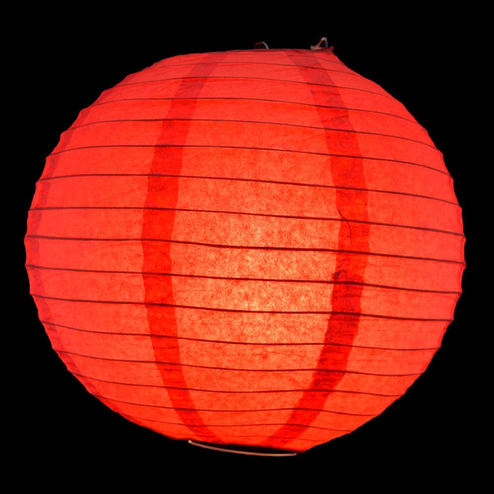 8/12/16&quot; Red Parallel Ribbing Round Paper Lanterns (3-Pack Cluster) - Luna Bazaar | Boho &amp; Vintage Style Decor