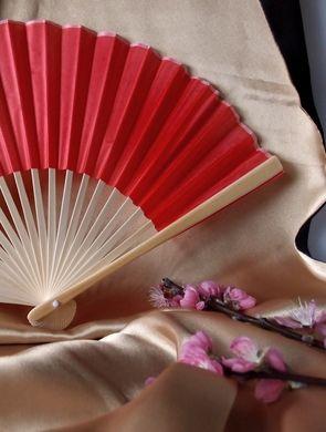 9&quot; Red Silk Hand Fans for Weddings (10 Pack) - Luna Bazaar | Boho &amp; Vintage Style Decor