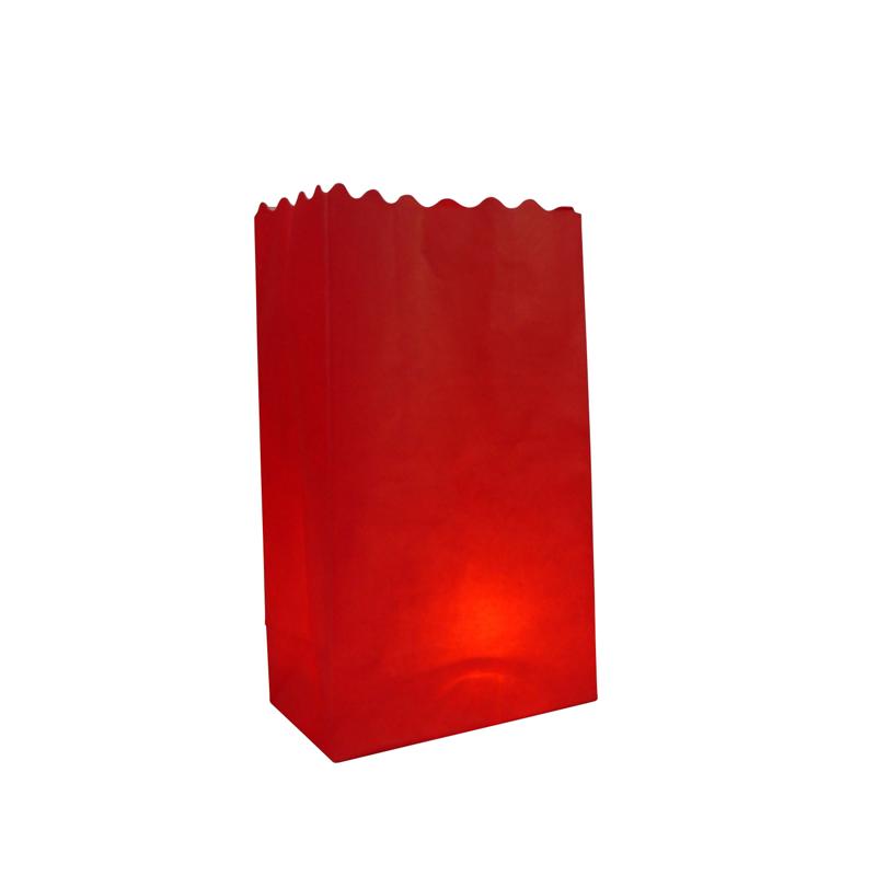 Red Solid Color Paper Luminaries / Luminary Lantern Bags Path Lighting (10 PACK) - Luna Bazaar | Boho &amp; Vintage Style Decor
