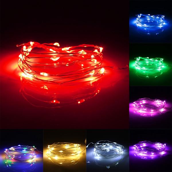 7.5 FT 20 LED Battery Operated Red Fairy String Lights With Silver Wire - Luna Bazaar | Boho &amp; Vintage Style Decor