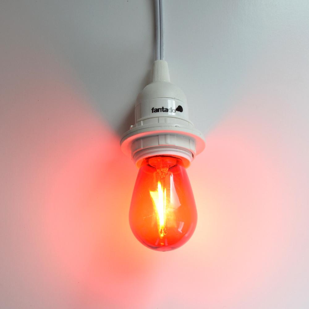 Red LED Filament S14 Shatterproof Energy Saving Colored Light Bulb, Dimmable, 2W,  E26 Medium Base - Luna Bazaar | Boho &amp; Vintage Style Decor