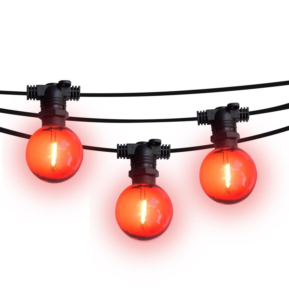 50 Socket Multi-Color Socket Outdoor Commercial String Light Set, 54 FT Black Cord w/ 1-Watt Shatterproof LED Bulbs, Weatherproof - Luna Bazaar | Boho &amp; Vintage Style Decor