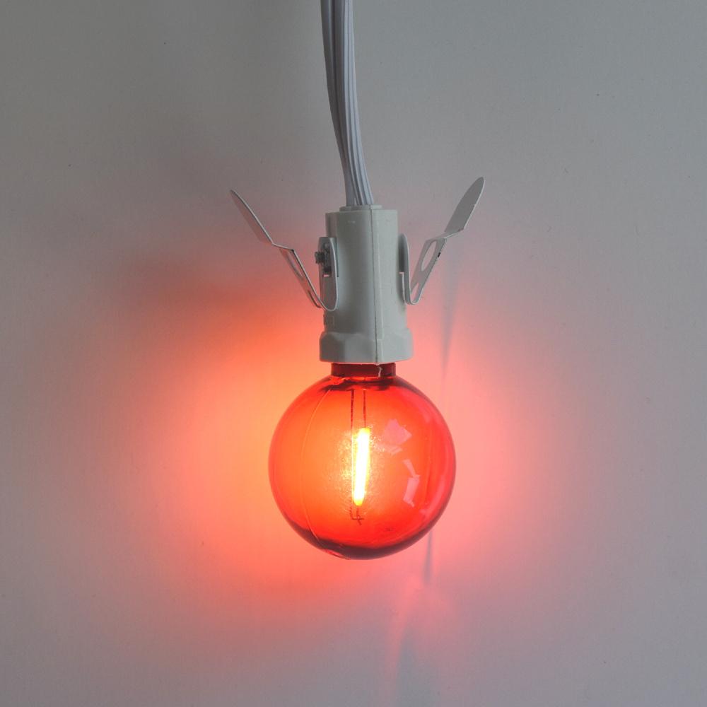 Red LED Filament G40 Globe Shatterproof Energy Saving Colored Light Bulb, Dimmable, 1W,  E12 Candelabra Base - Luna Bazaar | Boho &amp; Vintage Style Decor