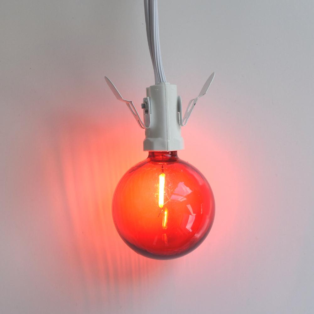 10-PACK Red LED Filament G50 Globe Shatterproof Energy Saving Color Light Bulb, Dimmable, 1W,  E12 Candelabra Base - Luna Bazaar | Boho &amp; Vintage Style Decor