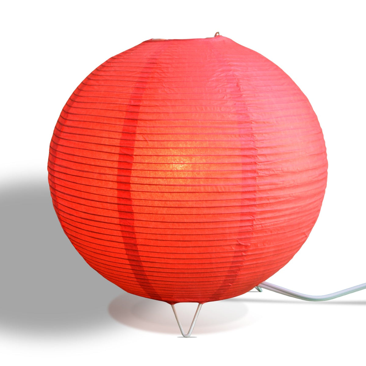 Red Corded Round Table Top Lantern Lamp Kit w/ Light Bulb, Fine Line Paper Moon - LunaBazaar - Discover. Decorate. Celebrate.