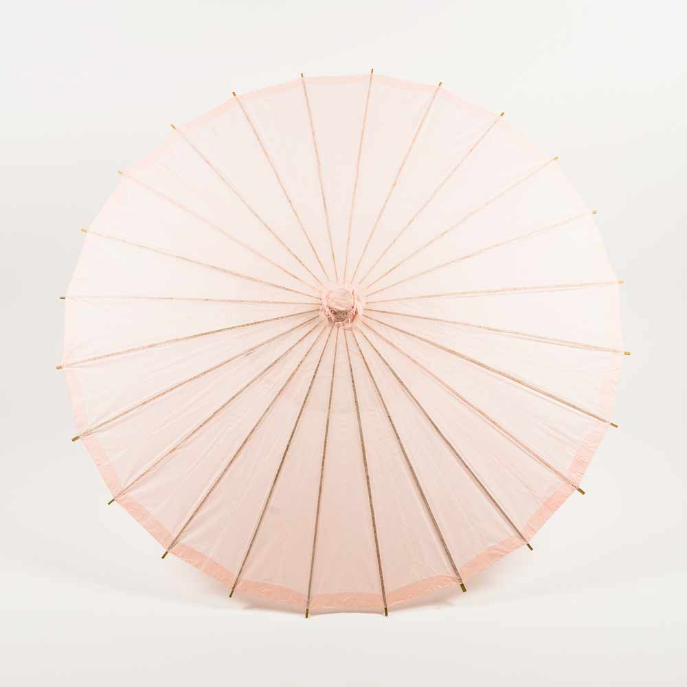 BULK PACK (10-Pack) 32 Inch Rose Quartz Paper Parasol Umbrella for Weddings and Parties with Elegant Handle