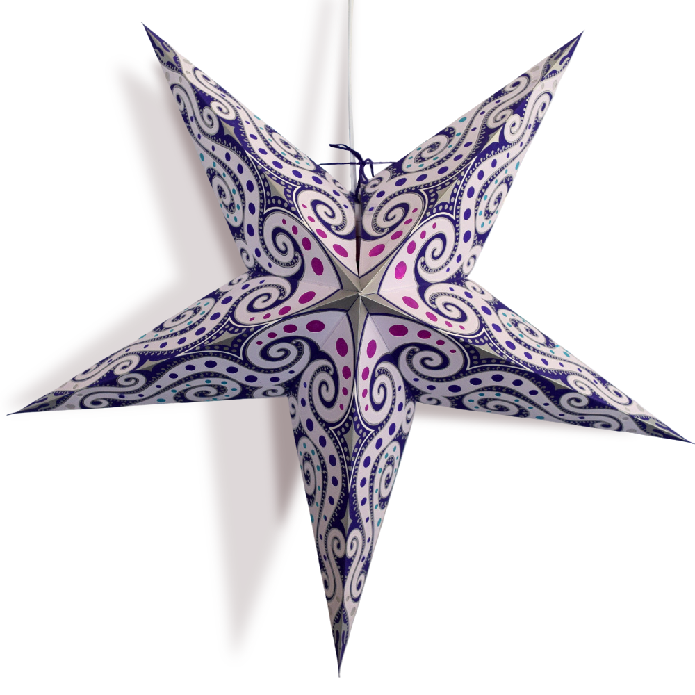 24&quot; Lavender Purple Mouri Blue Paper Star Lantern, Hanging