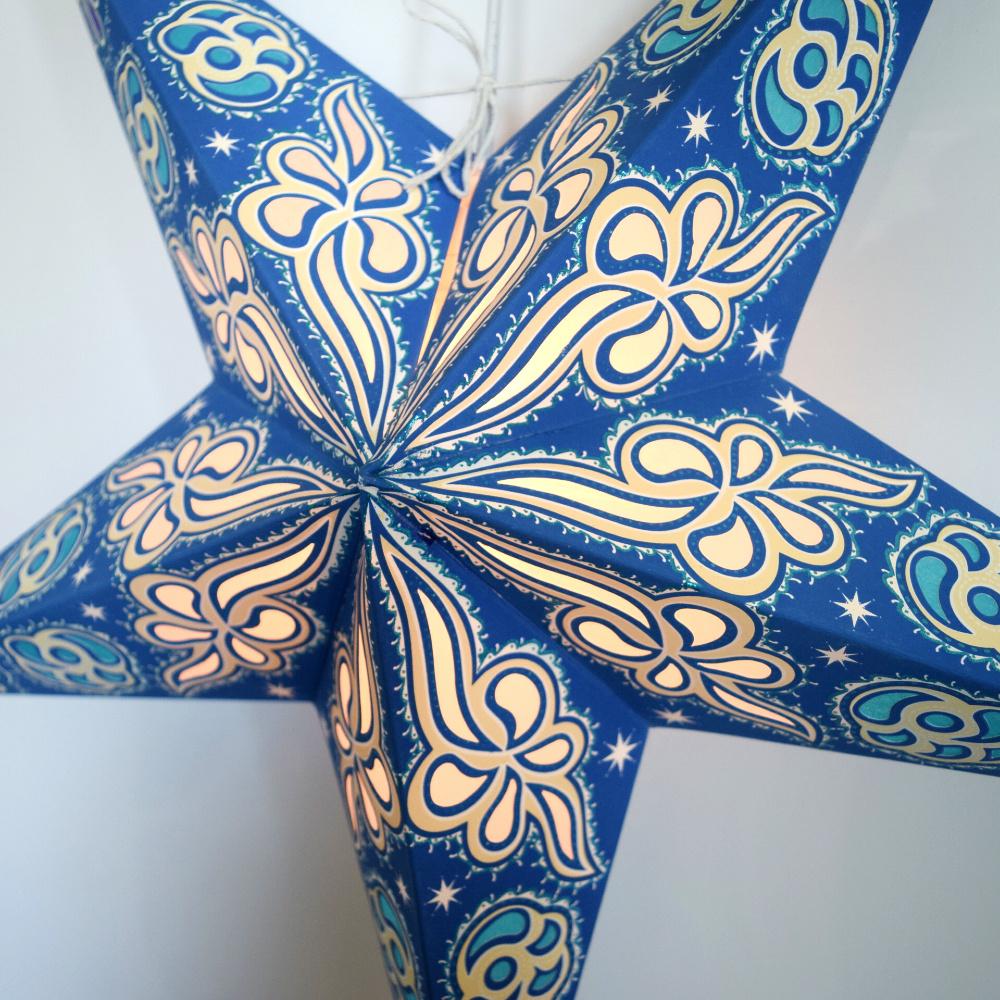24&quot; Blue Breeze Glitter Paper Star Lantern, Hanging Wedding &amp; Party Decoration - Luna Bazaar | Boho &amp; Vintage Style Decor
