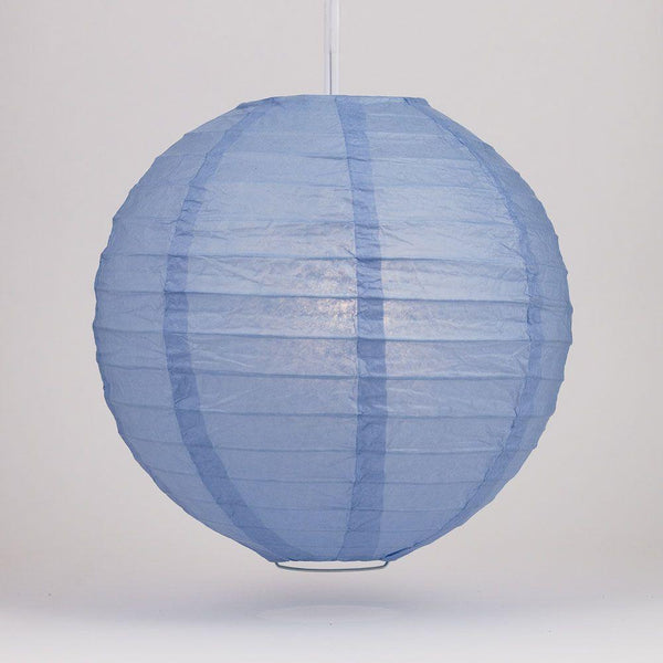 24 Inch Serenity Blue Parallel Ribbing Round Paper Lantern - Luna Bazaar | Boho &amp; Vintage Style Decor