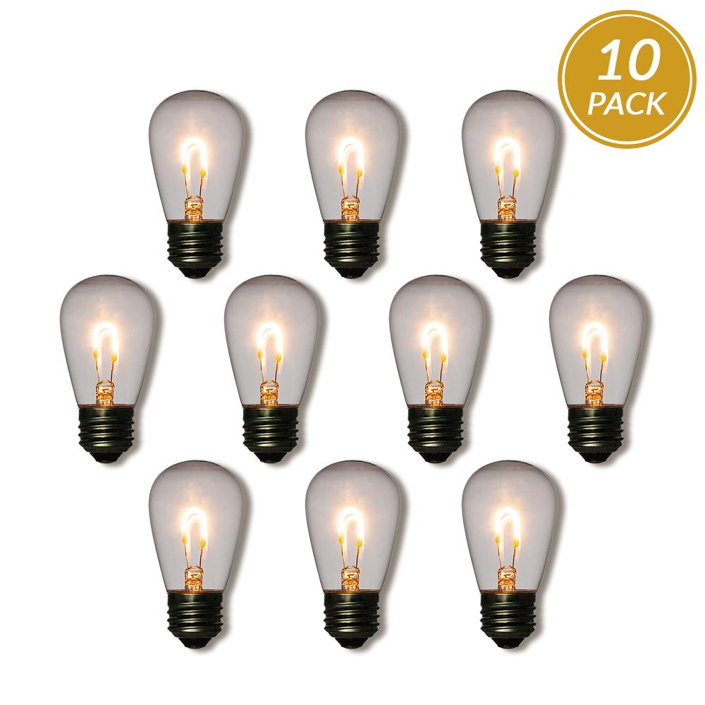 10-Pack LED Filament S14 Shatterproof Energy Saving Light Bulb, Dimmable, 1W,  E26 Medium Base - LunaBazaar - Discover. Decorate. Celebrate.