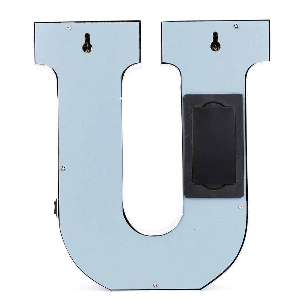 CLOSEOUT Silver Marquee Light Letter &#39;U&#39; LED Metal Sign (8 Inch, Battery Operated w/ Timer) - Luna Bazaar | Boho &amp; Vintage Style Decor