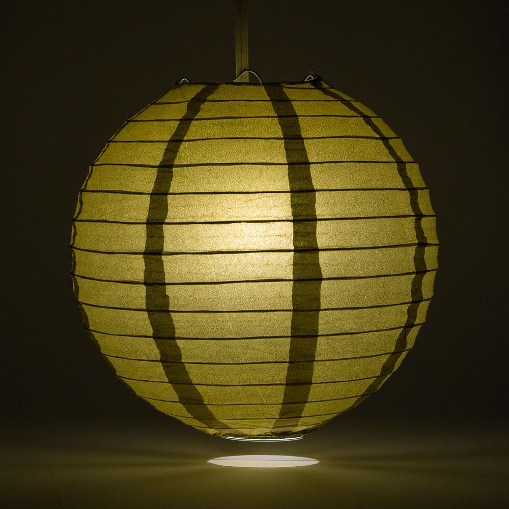 4 Inch Gold Parallel Ribbing Round Paper Lantern (10 PACK) - Luna Bazaar | Boho &amp; Vintage Style Decor