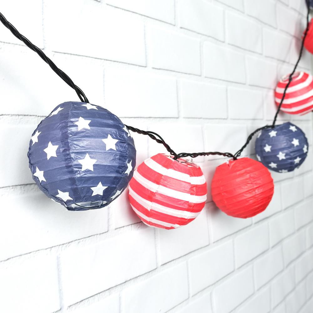 4&quot; 4th of July Red, White and Blue Parallel Ribbing Round Paper Lantern (10 PACK) - Luna Bazaar | Boho &amp; Vintage Style Decor