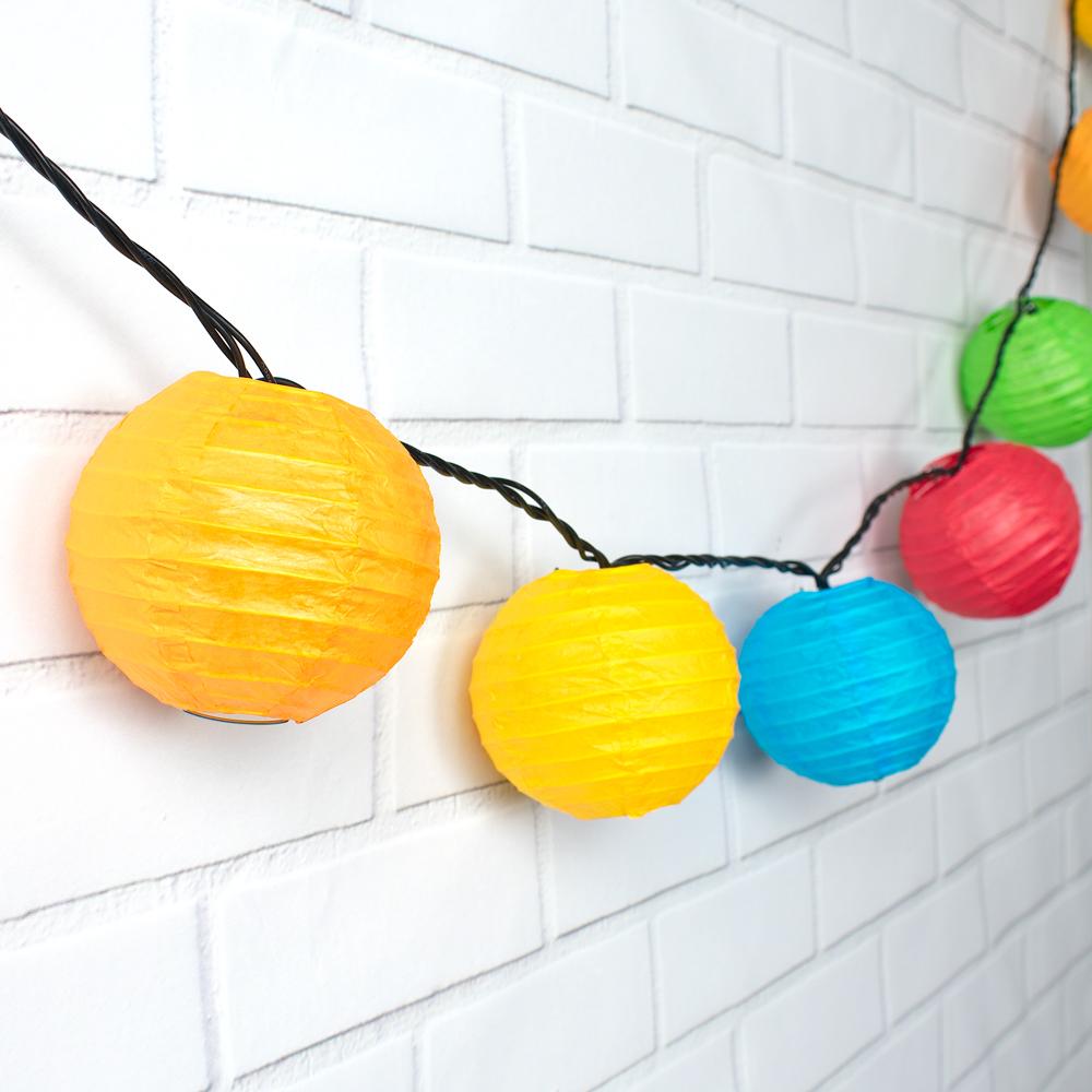 4&quot; Multi-Color Parallel Ribbing Round Paper Lantern (10 PACK) - Luna Bazaar | Boho &amp; Vintage Style Decor