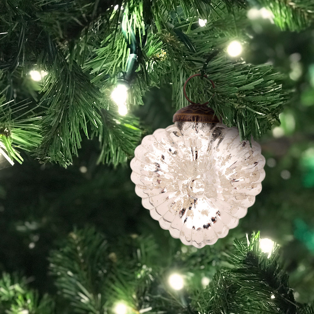 2.25&quot; Silver Viola Mercury Glass Heart Ornament Christmas Tree Decoration - LunaBazaar.com - Discover. Decorate. Celebrate.