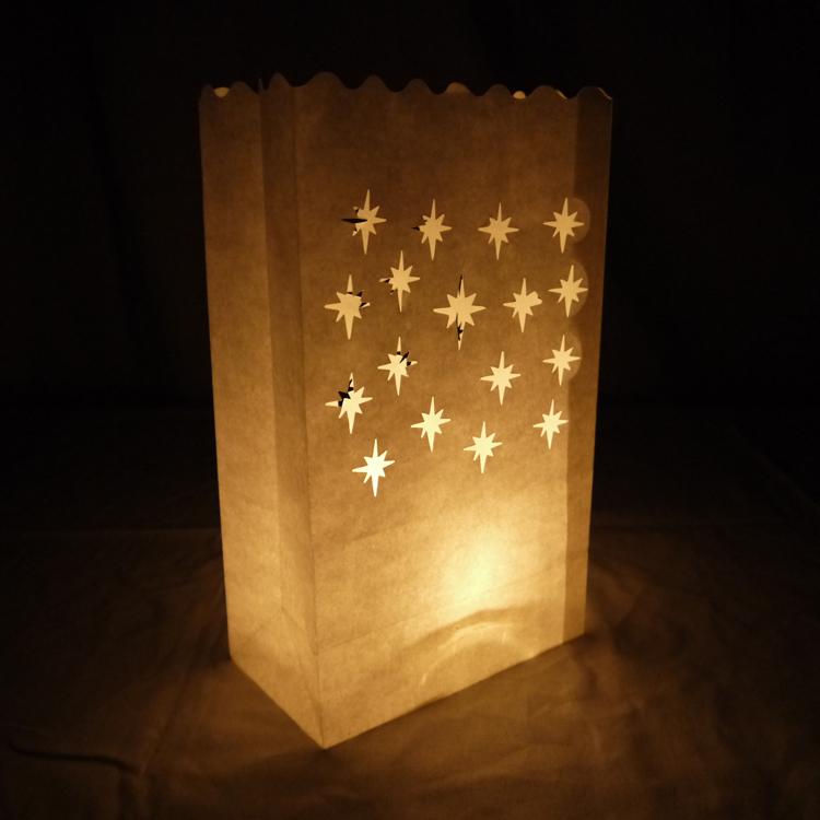 Small Starburst Paper Luminaries / Luminary Lantern Bags Path Lighting (10 PACK) - Luna Bazaar | Boho &amp; Vintage Style Decor