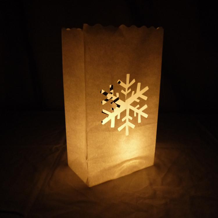 Snowflake Paper Luminaries / Luminary Lantern Bags Path Lighting (10 PACK) - Luna Bazaar | Boho &amp; Vintage Style Decor