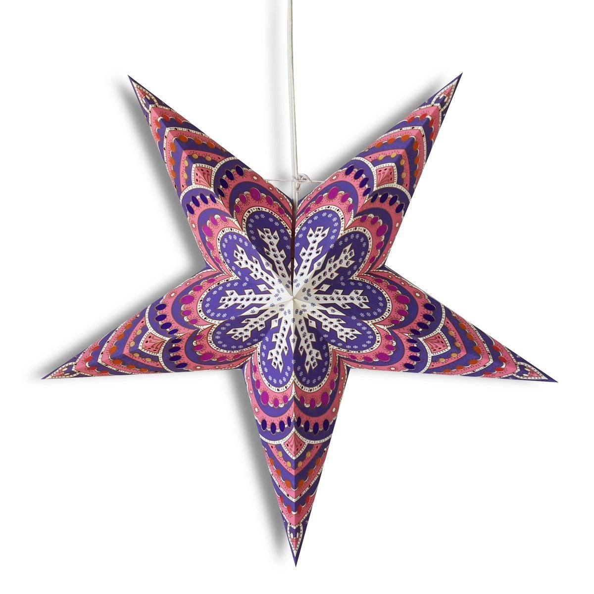 3-PACK + Cord | 24&quot; Purple Snowflake Paper Star Lantern and Lamp Cord Hanging Decoration - LunaBazaar.com - Discover. Decorate. Celebrate.