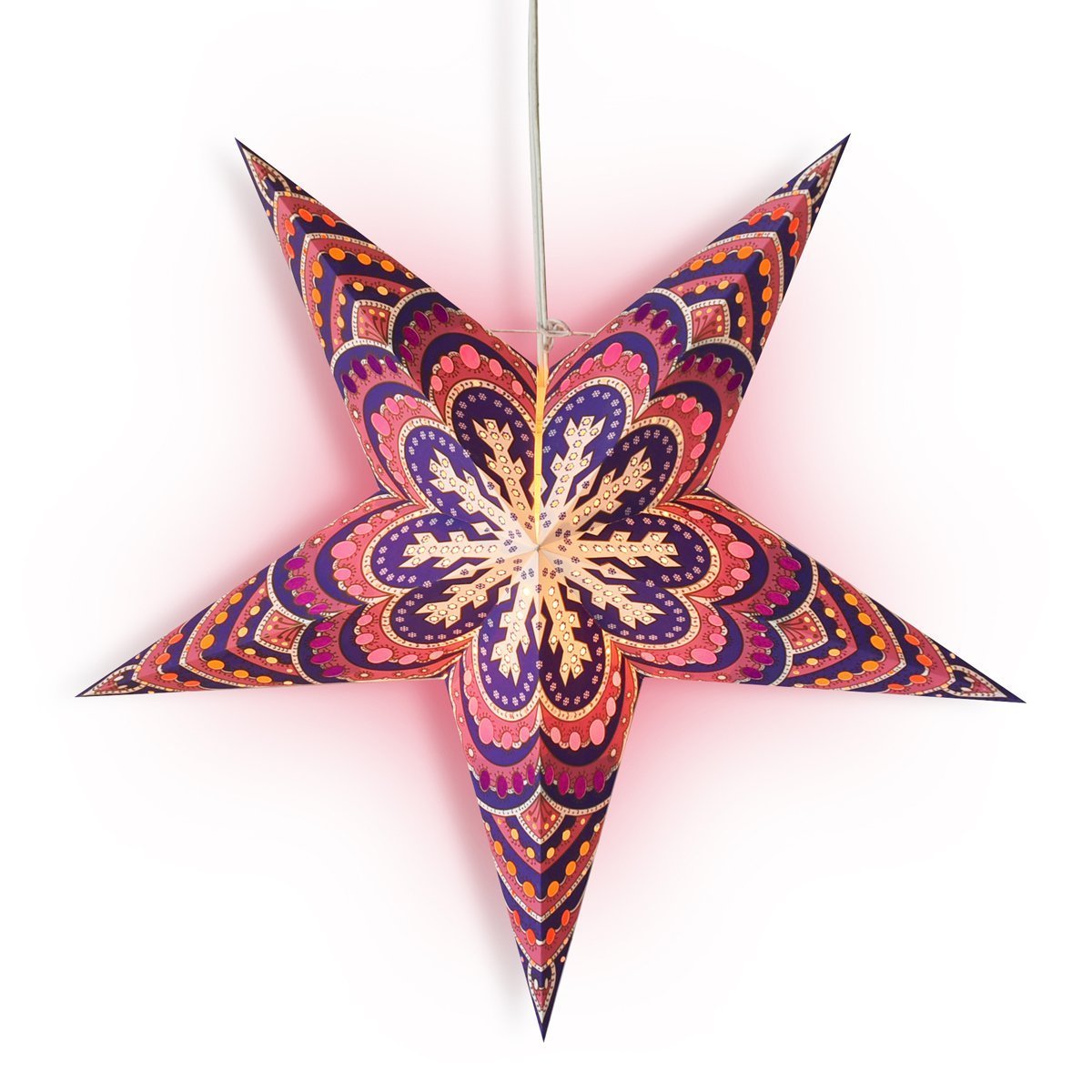 24 Inch Purple Snowflake Paper Star Lantern, Hanging Wedding &amp; Party Decoration