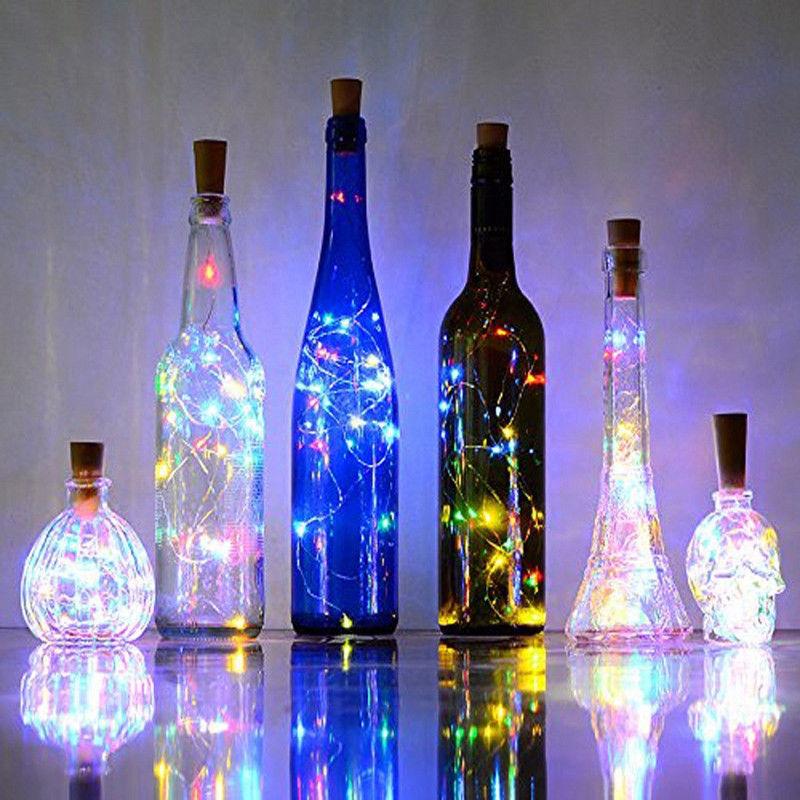 3-Pack 3 Ft 10 Super Bright RGB LED Solar Operated Wine Bottle lights With Cork DIY Fairy String Light For Home Wedding Party Decoration - Luna Bazaar | Boho &amp; Vintage Style Decor