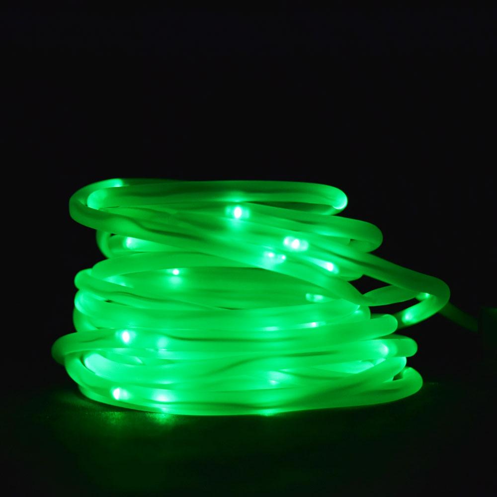 CLOSEOUT 50 Green LED Solar Powered Garden Stake Rope Tube String Light w/ Light Sensor (16.5 FT) - Luna Bazaar | Boho &amp; Vintage Style Decor